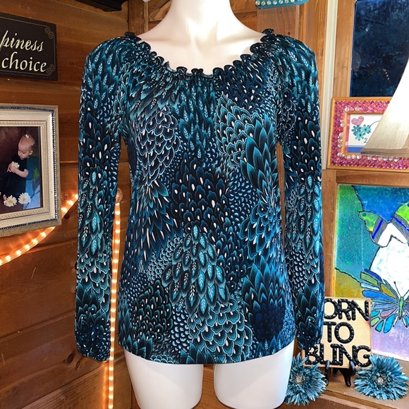 Long sleeve silky top shirt size S - Picture 4 of 7